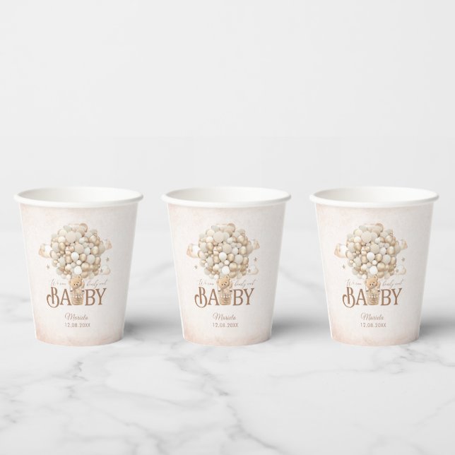 Modern Teddy Bear Watercolor baby showerPaper cup (Multi)