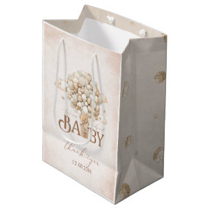Modern teddybearwatercolor baby shower medium gift bag