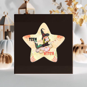 Modern Teen Witch Fall Pumpkins Halloween Spooky Star Sticker