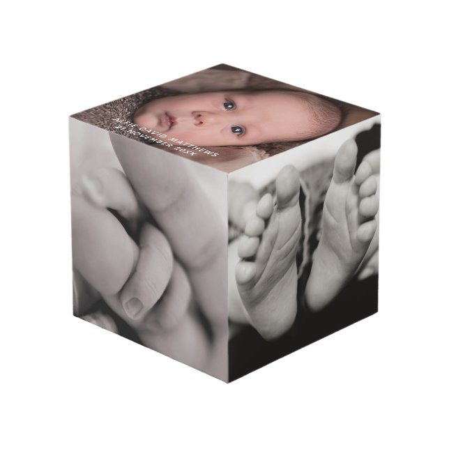 Modern Template Baby Family Photos Cube (Front Angled)
