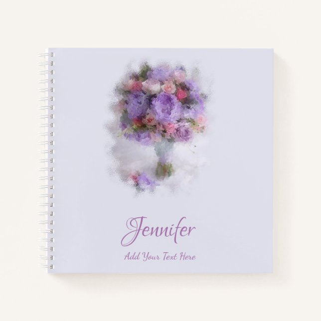 Modern Template Elegant Oil Painting Flowers Roses Notebook (Front)