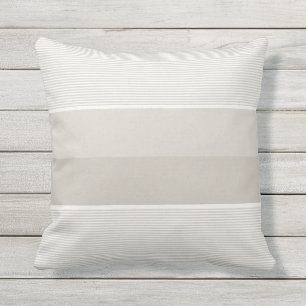 Modern Template Elegant Trendy Beige White Striped Outdoor Pillow