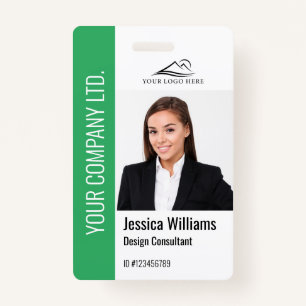 Modern Template Employee Photo Logo Name Green Badge