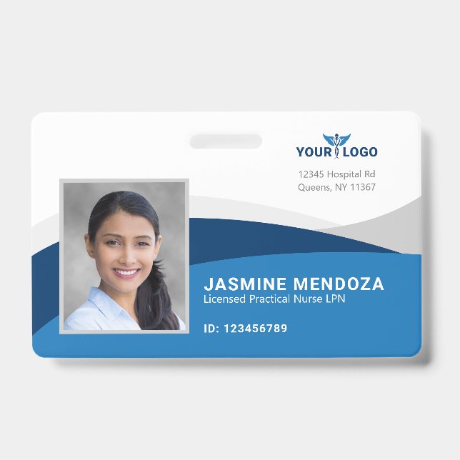 Modern Template Employee Photo Logo Name Nurse ID Badge (Front)