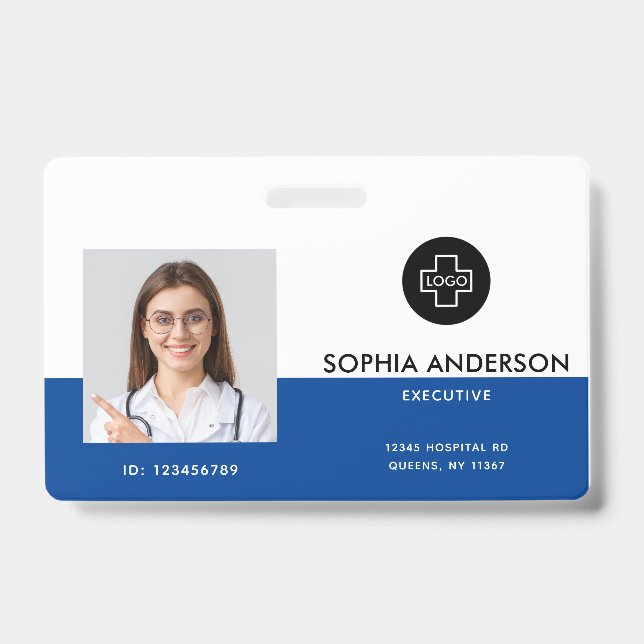 Modern Template Employee Photo Logo Name Nurse ID  Badge (Front)