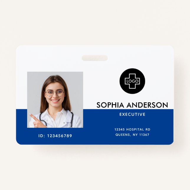 Modern Template Employee Photo Logo Name Nurse ID  Badge (Front)