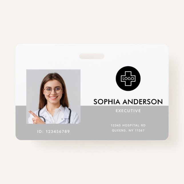 Modern Template Employee Photo Logo Name Nurse ID  Badge (Front)