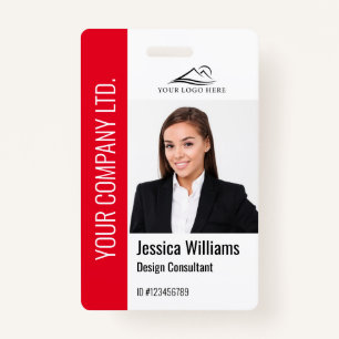 Modern Template Employee Photo Logo Name Red Badge