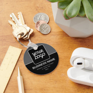 Modern Template for Your Logo Black Grey & White Keychain