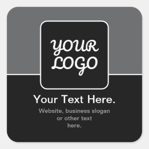 Modern Template for Your Logo   Black Grey & White Square Sticker