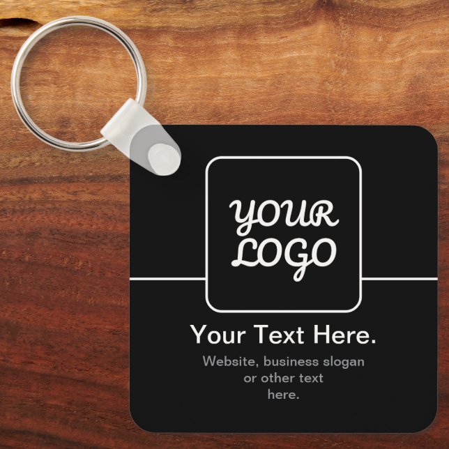 Modern Template for Your Logo | Black & White Keychain (Front)