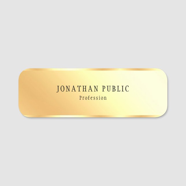 Modern Template Glamour Gold Look Rectangle Name Tag (Front)