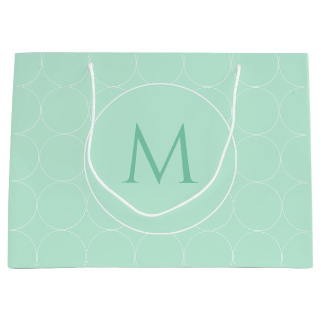 Modern Template Trendy Mint Green Colour Monogram Large Gift Bag (Front)