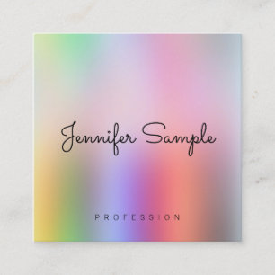 Modern Template Typography Script Rainbow Colours Square Business Card
