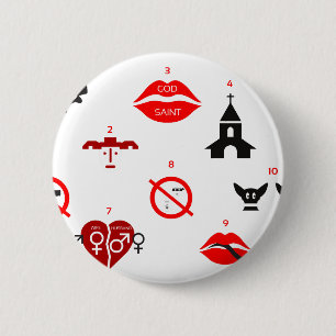 modern ten commandments 2 inch round button