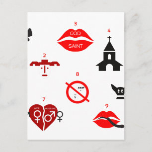 modern ten commandments postcard