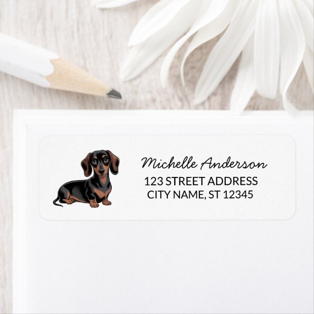Modern tendance Dachshund Dog Adresse de retour (En situation)