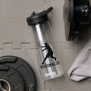 Modern tennis player forehand stroke swing custom water bottle