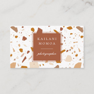 Modern Terra-cotta Terrazzo Pattern Business Card