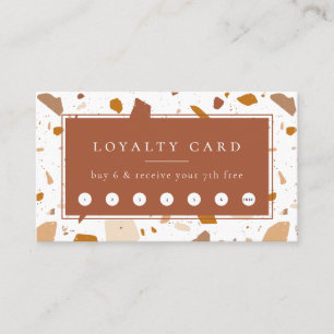 Modern Terra-cotta Terrazzo Pattern Loyalty Business Card