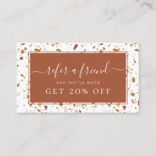 Modern Terra-cotta Terrazzo Pattern Referral Business Card