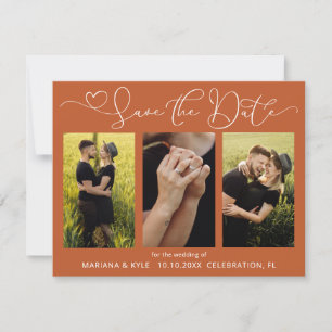 Modern Terracotta 4 Photos Wedding Save the Date