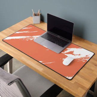 Modern Terracotta and White Abstract Desk Mat