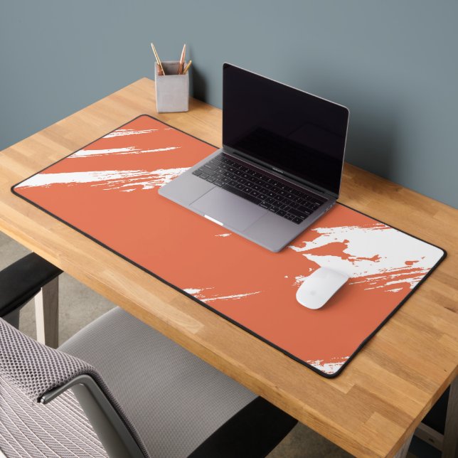 Modern Terracotta and White Abstract Desk Mat (Bureau 2)