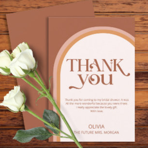 Modern Terracotta Arch Bridal Shower Thank You Card