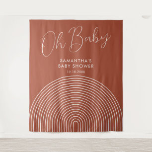 Modern terracotta Baby Shower Backdrop Tapestry