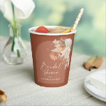 Modern terracotta bohemian pampas bridal shower paper cups<br><div class="desc">Modern terracotta bohemian pampas grass bridal shower wedding day party paper cup. Beautiful handprinted floral watercolors and modern script text. Modern on trend design.</div>