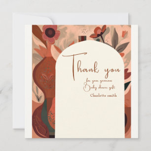 Modern Terracotta boho baby shower   Thank You Card