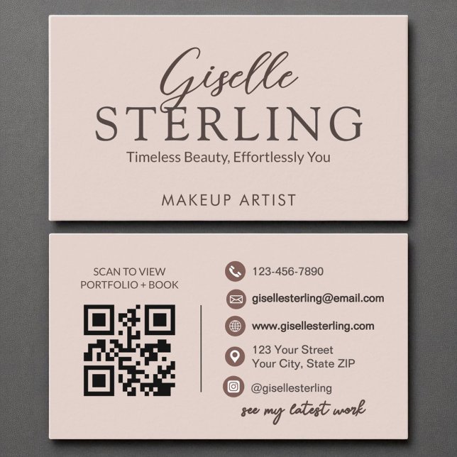 Modern Terracotta Boho Script Elegant QR Code Business Card (Creator Uploaded)