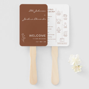 Modern Terracotta Boho Wedding Program Set of Fans
