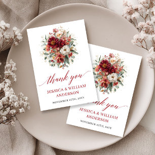 Modern Terracotta Boho Wedding Thank You Card 
