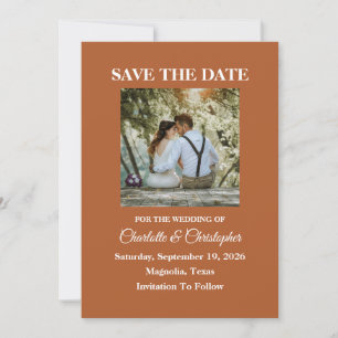 Modern Terracotta Brunt Orange Fall Wedding Save The Date