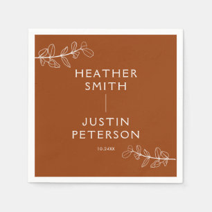 Modern Terracotta Burnt Orange Boho Wedding Napkin