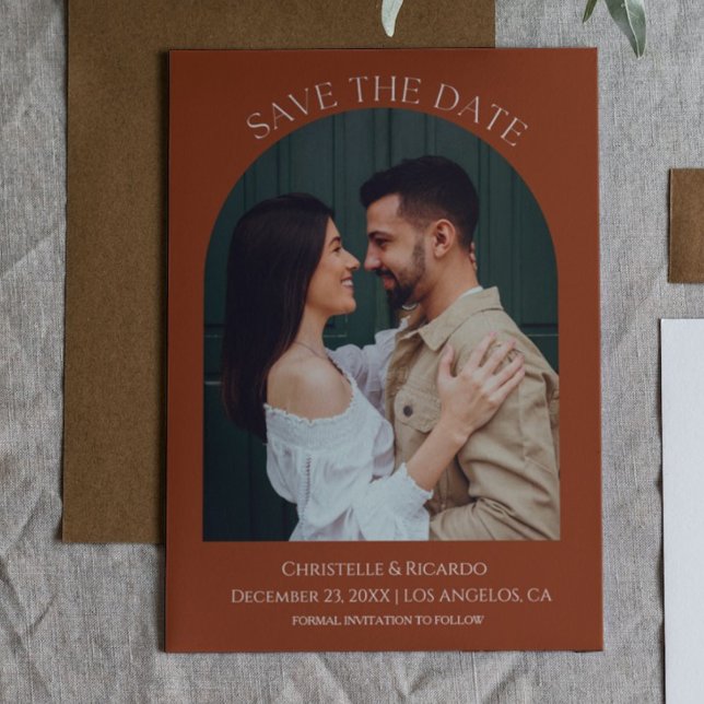modern Terracotta Burnt Orange Monogram Wedding  Save The Date (Creator Uploaded)