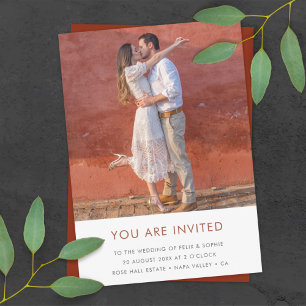Modern Terracotta   Burnt Orange Rust Wedding Invitation