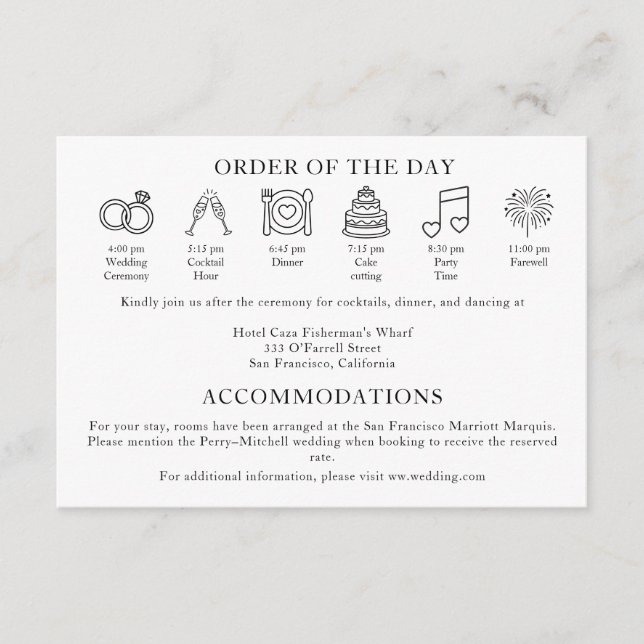 Modern Terracotta Burnt Orange Wedding Timeline Enclosure Card (Front)