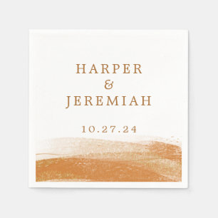 Modern Terracotta Burnt Rust Gold Foil Watercolor Napkin