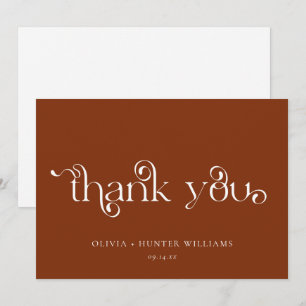 Modern Terracotta Calligraphy Thank You Card