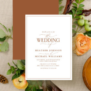Modern Terracotta Calligraphy Wedding Invitation