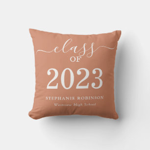 Modern Terracotta Class of 2023 Graduation Throw Pillow
