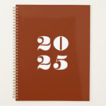 Modern terracotta custom year stylish typography planner<br><div class="desc">Minimalist terracotta and white modern bold stylish typography numbers custom year Planner. 
Custom white text,  numbers,  terracotta solid plain background.
You can personalized it with your initials,  monogram,  year,  etc or just delete the text,  and leave the solid plain black colour.</div>