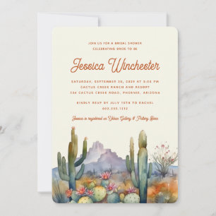 Modern Terracotta Desert Cactus Bridal Shower Invitation