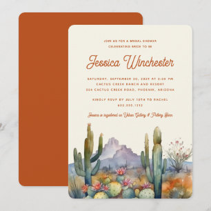 Modern Terracotta  Desert Cactus Bridal Shower  Invitation