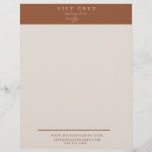 Modern TerraCotta Earth-Tone Personalized Letterhead<br><div class="desc">Modern terracotta,  earthy toned with nature's botany design,  and calligraphy script.  Easily customized with name,  title,  and other important information.</div>