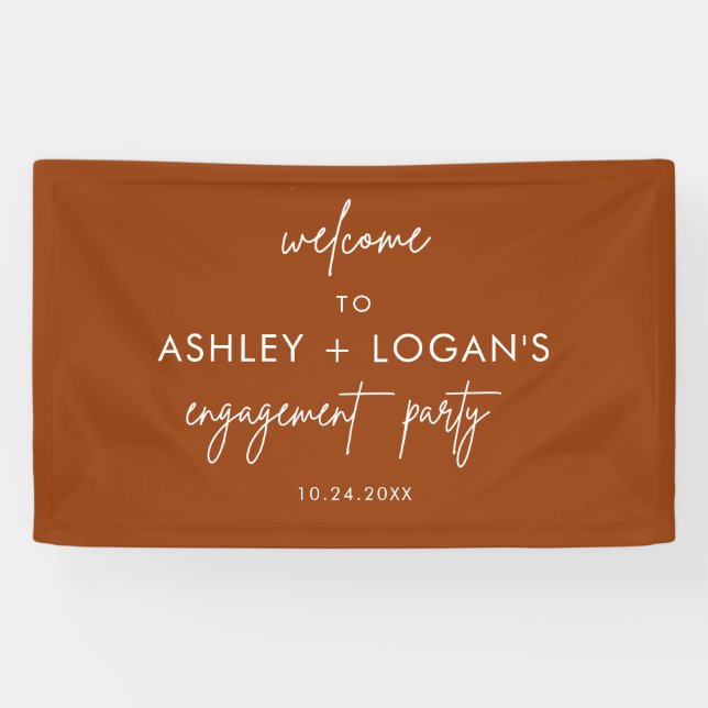 Modern Terracotta Engagement Party Banner (Horizontal)