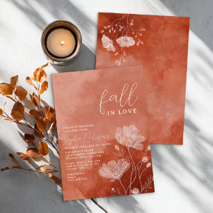 Modern Terracotta Fall in Love Bridal Shower Invitation